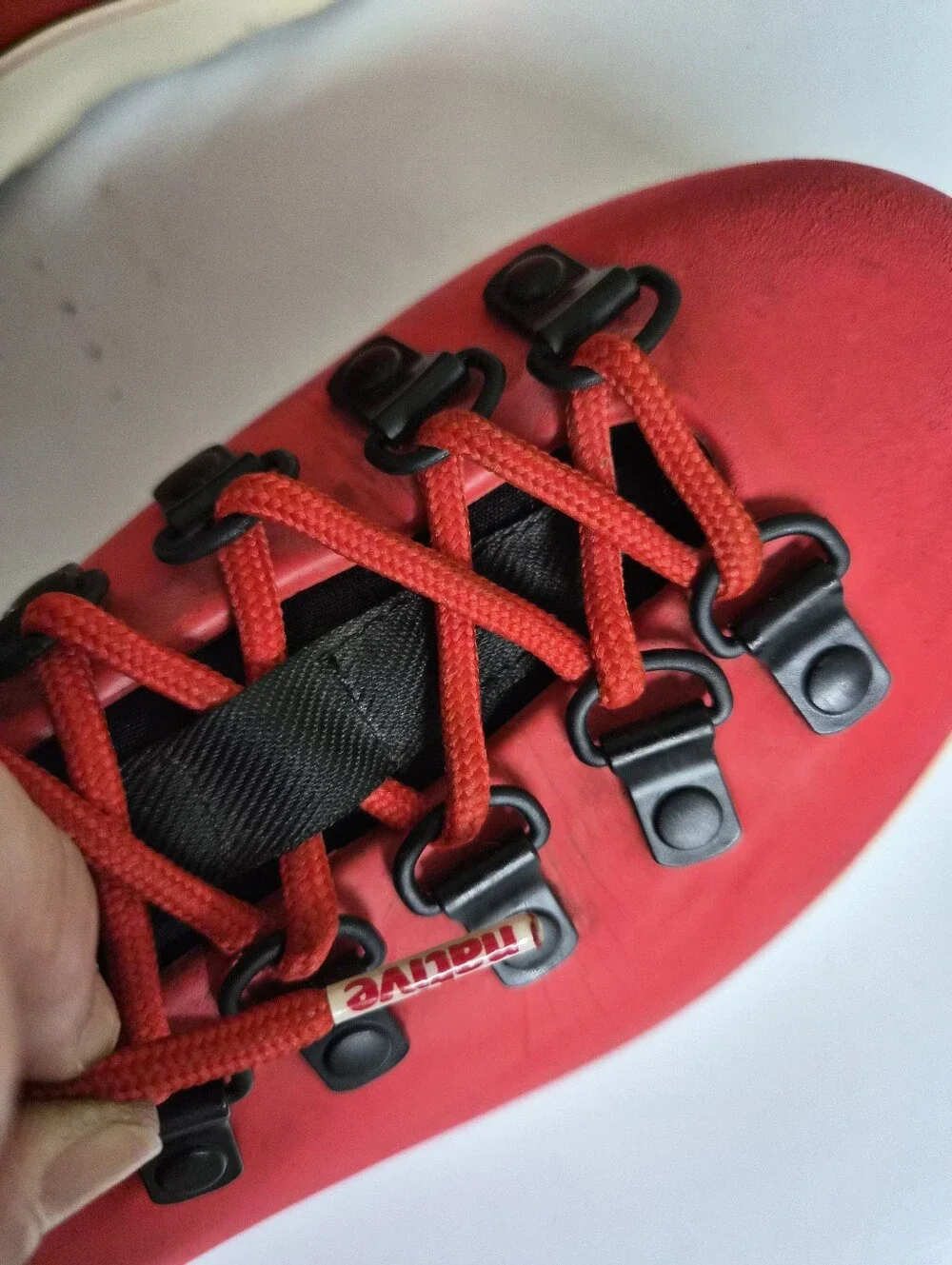 Native Unisex Hiking Walking Red and Black Lace-Up Sneakers